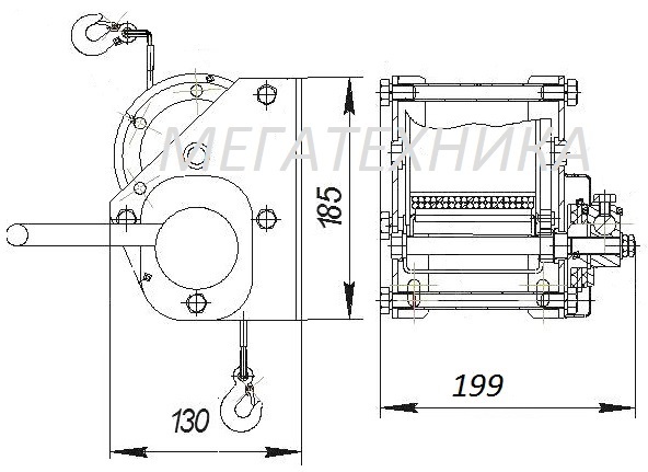 Дина. Лебедка г/п 0,25 т канатная L=20м Дина. Лебедка г/п 0,25 т канатная L=20м