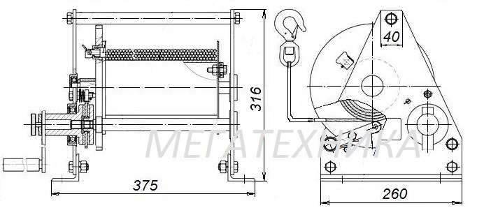 Дина-2. Лебедка г/п 0,5 т канатная L=40м Дина-2. Лебедка г/п 0,5 т канатная L=40м