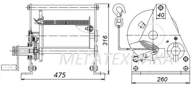 Дина-2. Лебедка г/п 0,5 т канатная L=60м Дина-2. Лебедка г/п 0,5 т канатная L=60м